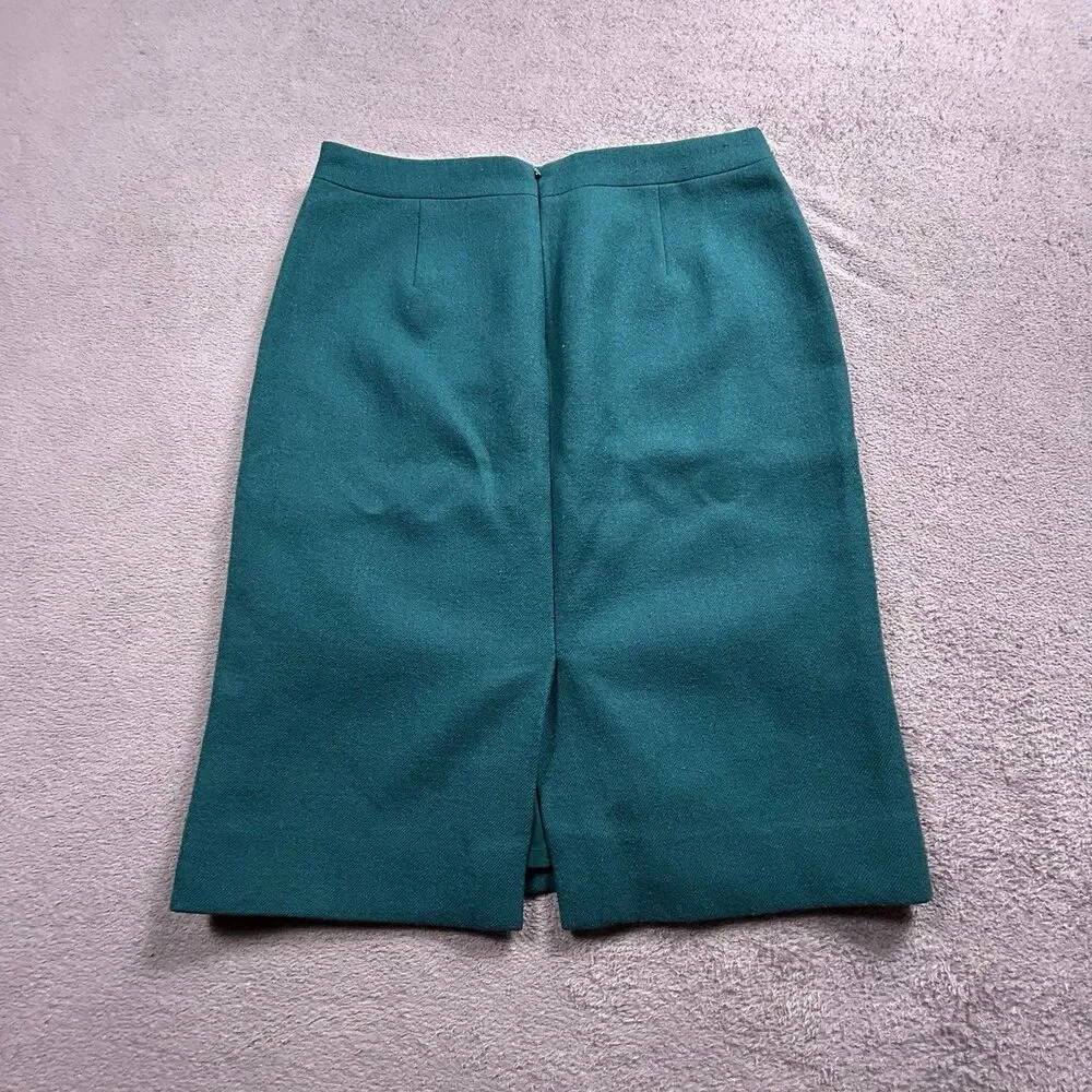 J.Crew No. 2 Pencil Skirt Womens 4 Green 100% Wool Classic Preppy Office Career